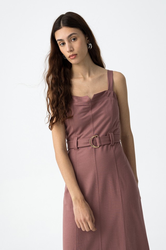 Midi Dress with Belt