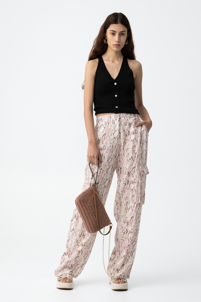 Textured Printed Cargo Pants