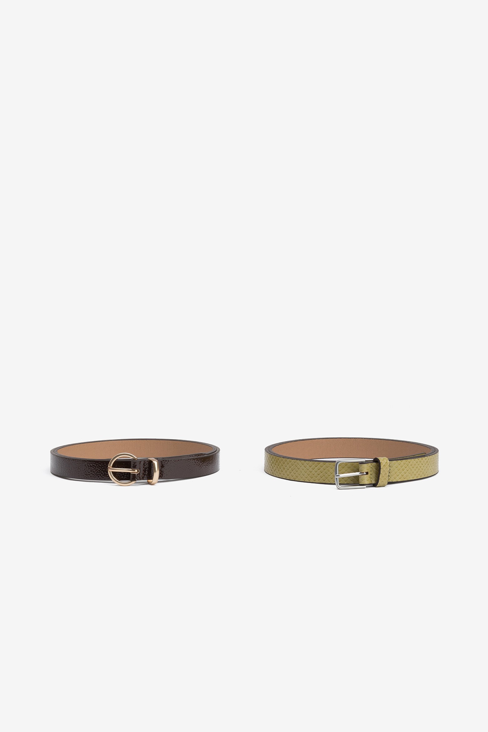 Pack 2 Thin Leather Effect Belts