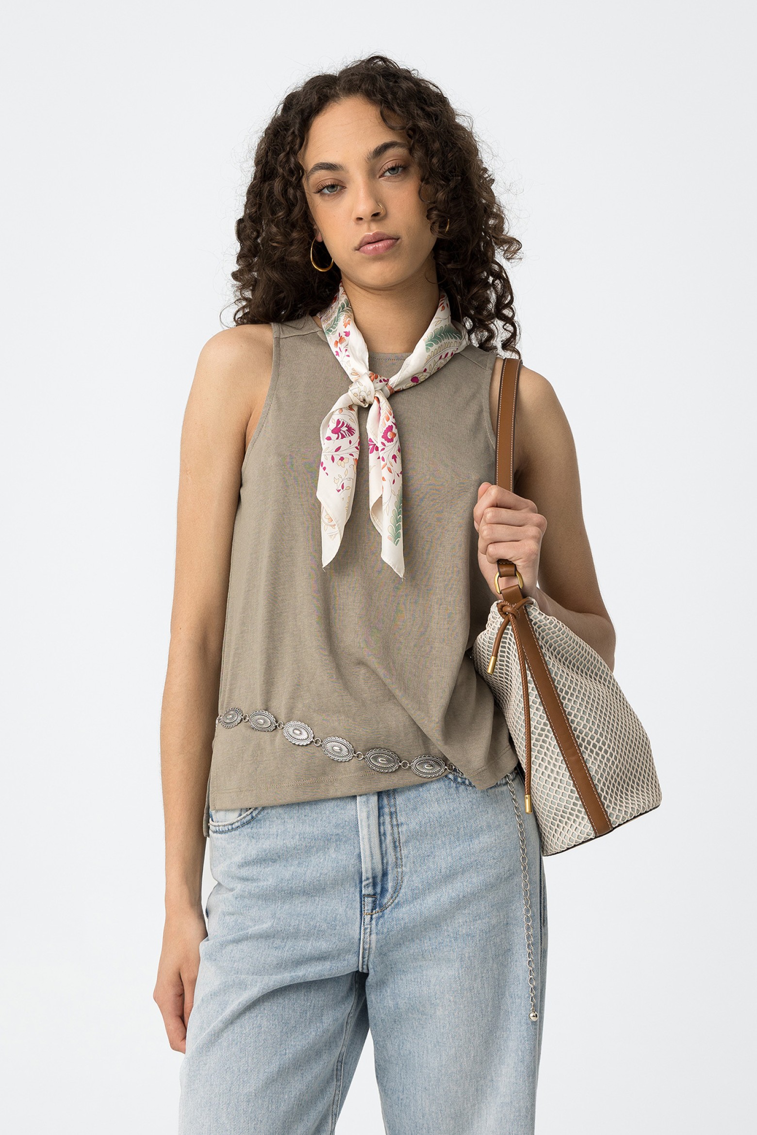Top de malla con mangas cava