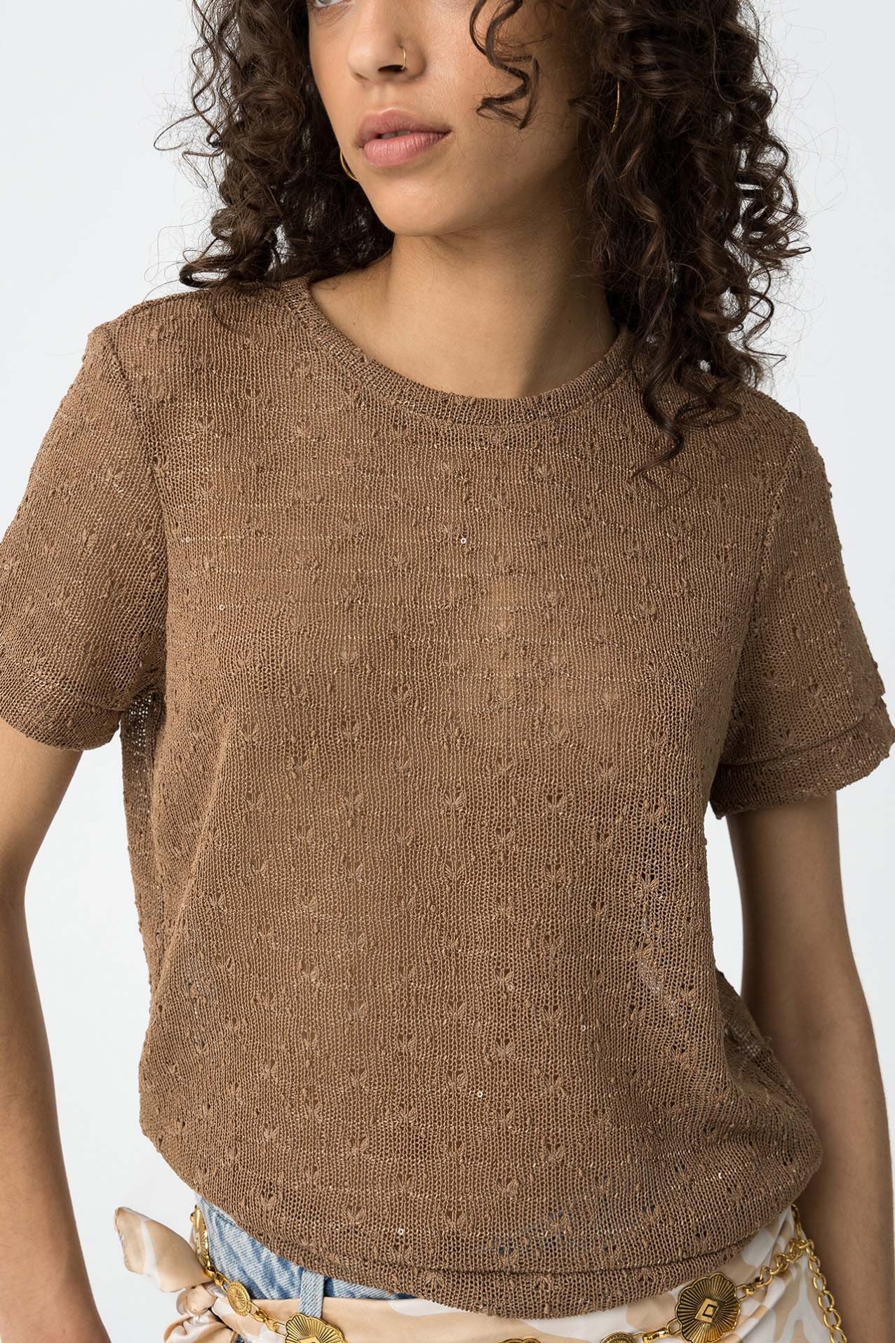 Sparkly Knit Backless T-shirt