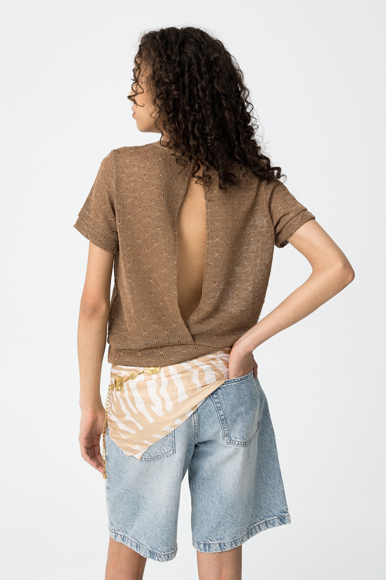 Sparkly Knit Backless T-shirt