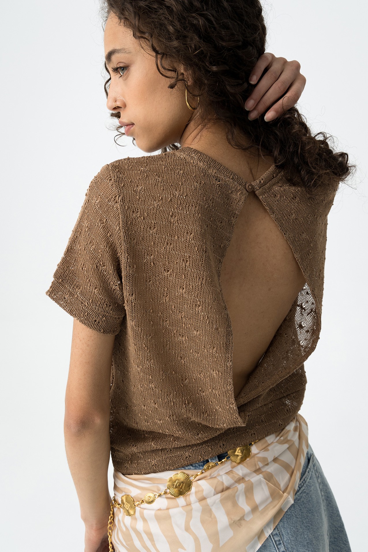 Sparkly Knit Backless T-shirt