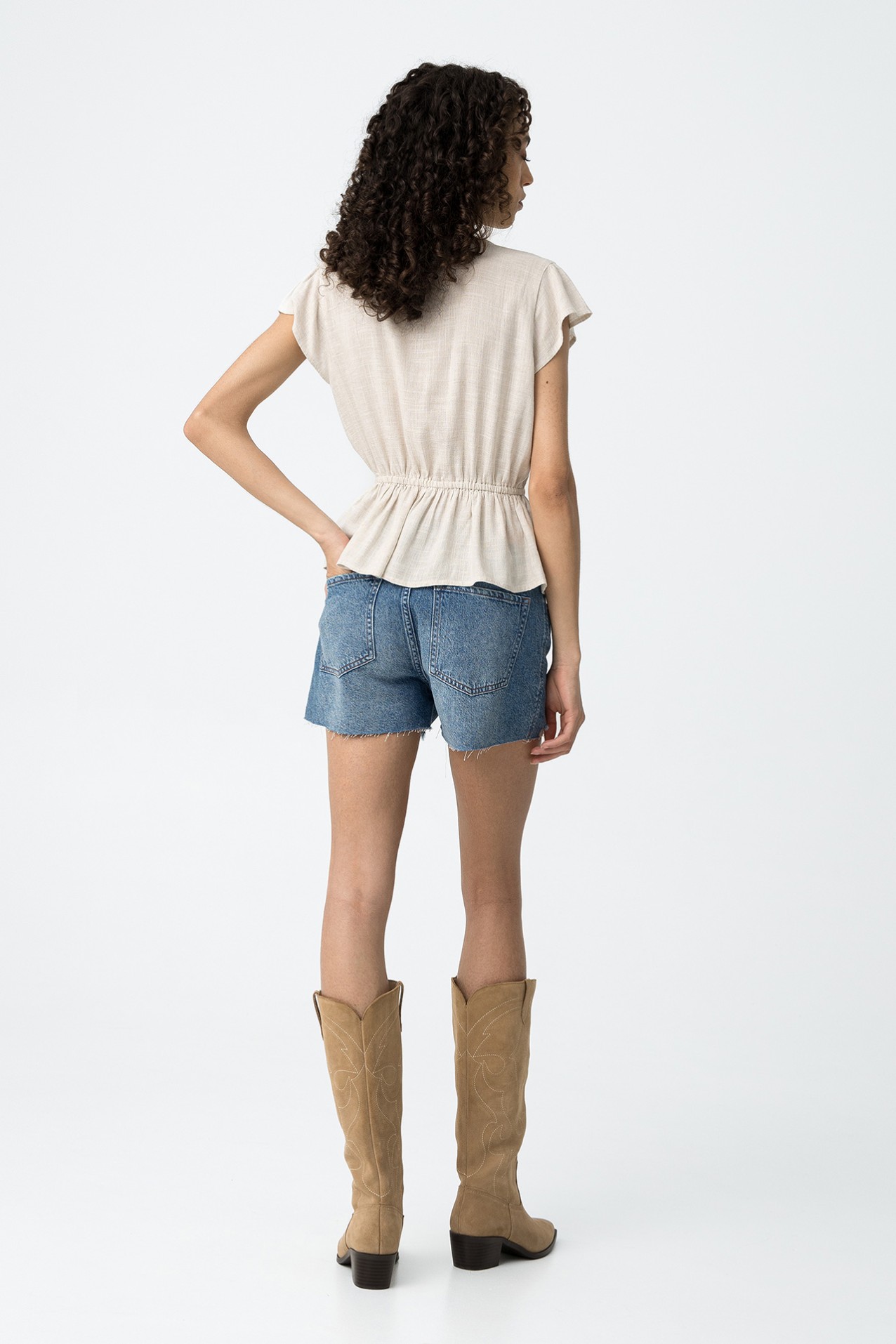 Denim Shorts with Raw Hem