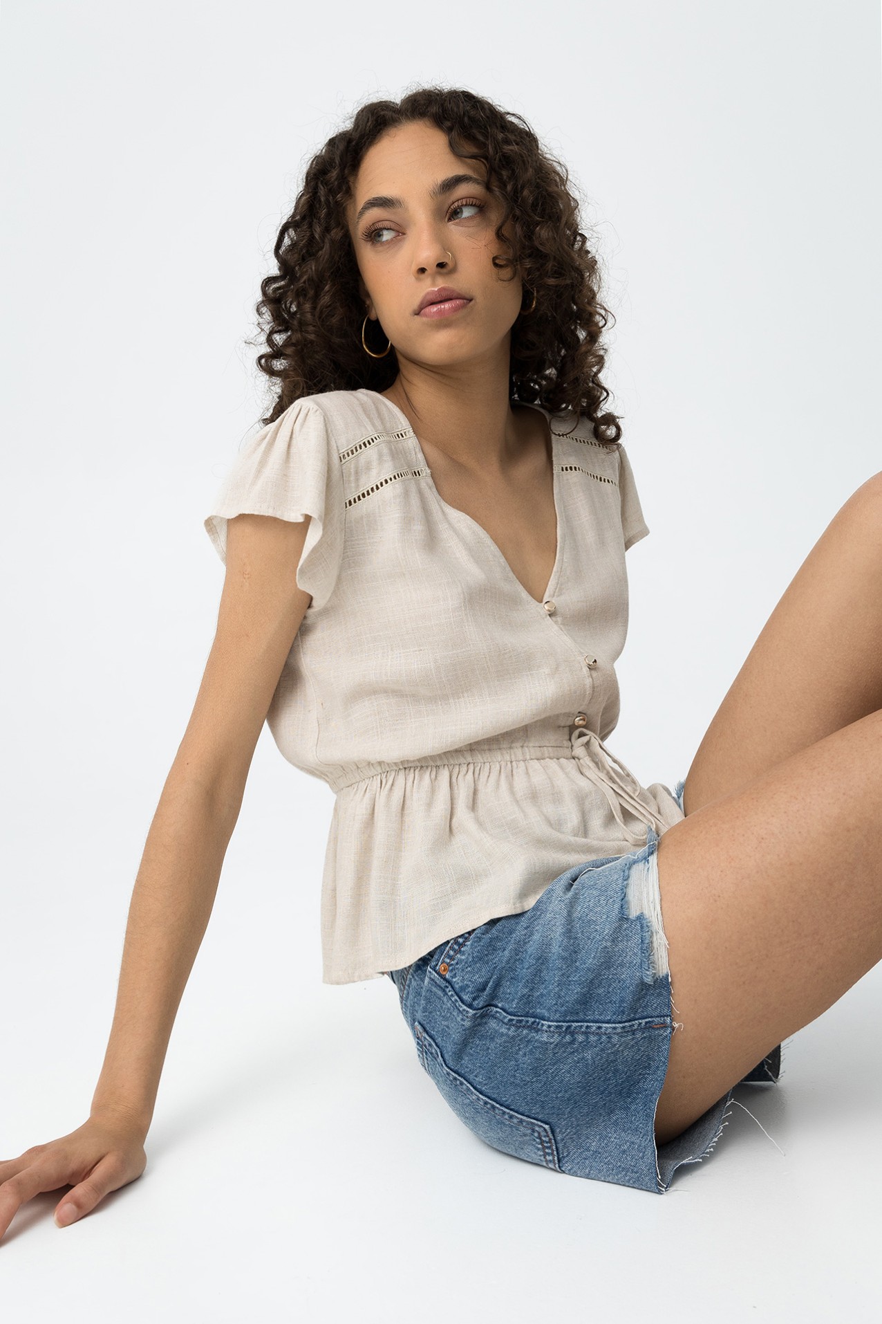 Denim Shorts with Raw Hem