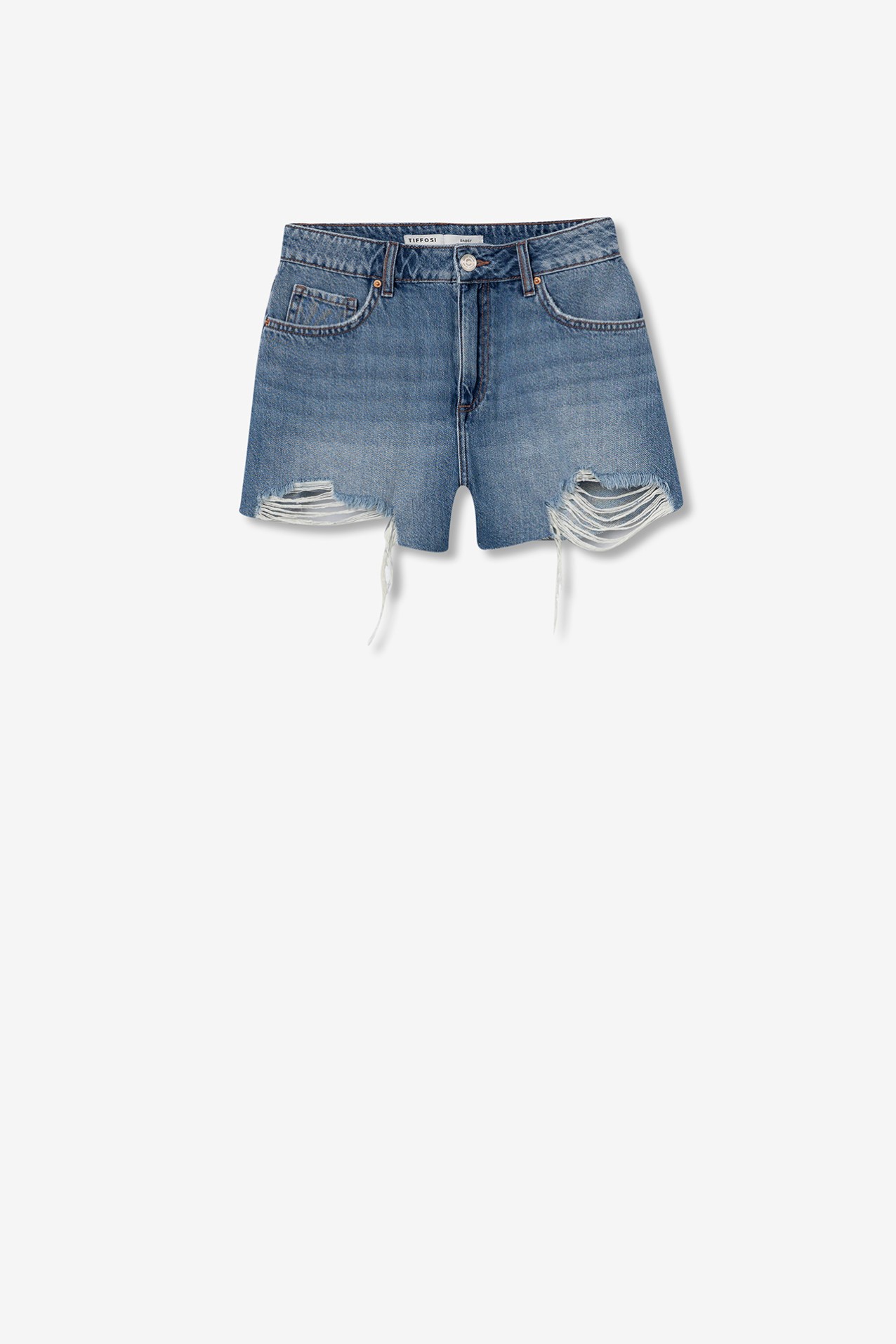 Denim Shorts with Raw Hem