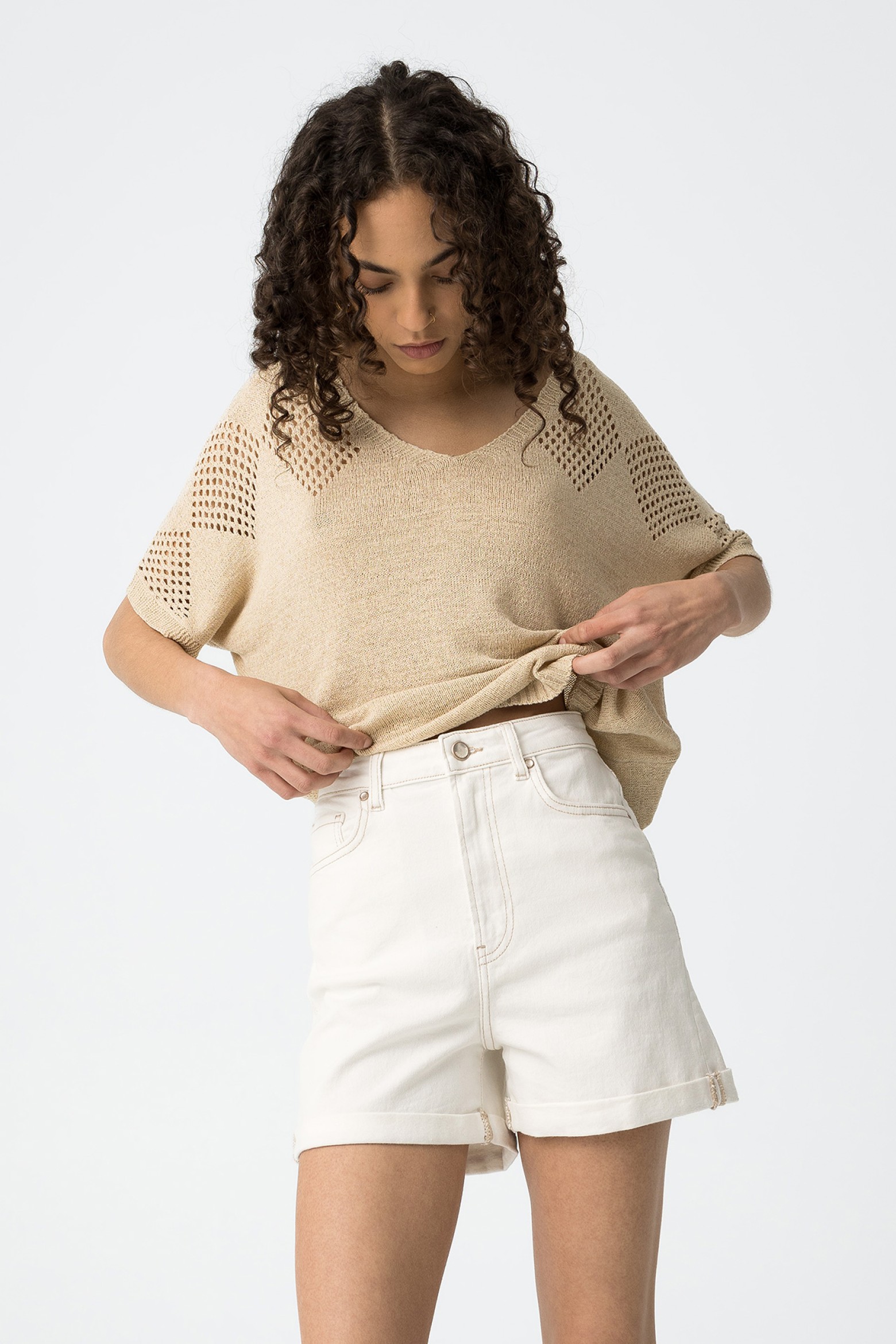 Shorts vaqueros mom fit de talle alto