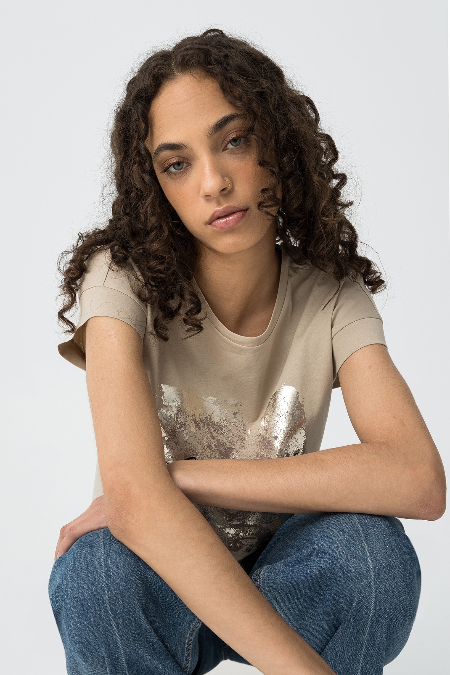 T-shirt with Matte Effect Front Print