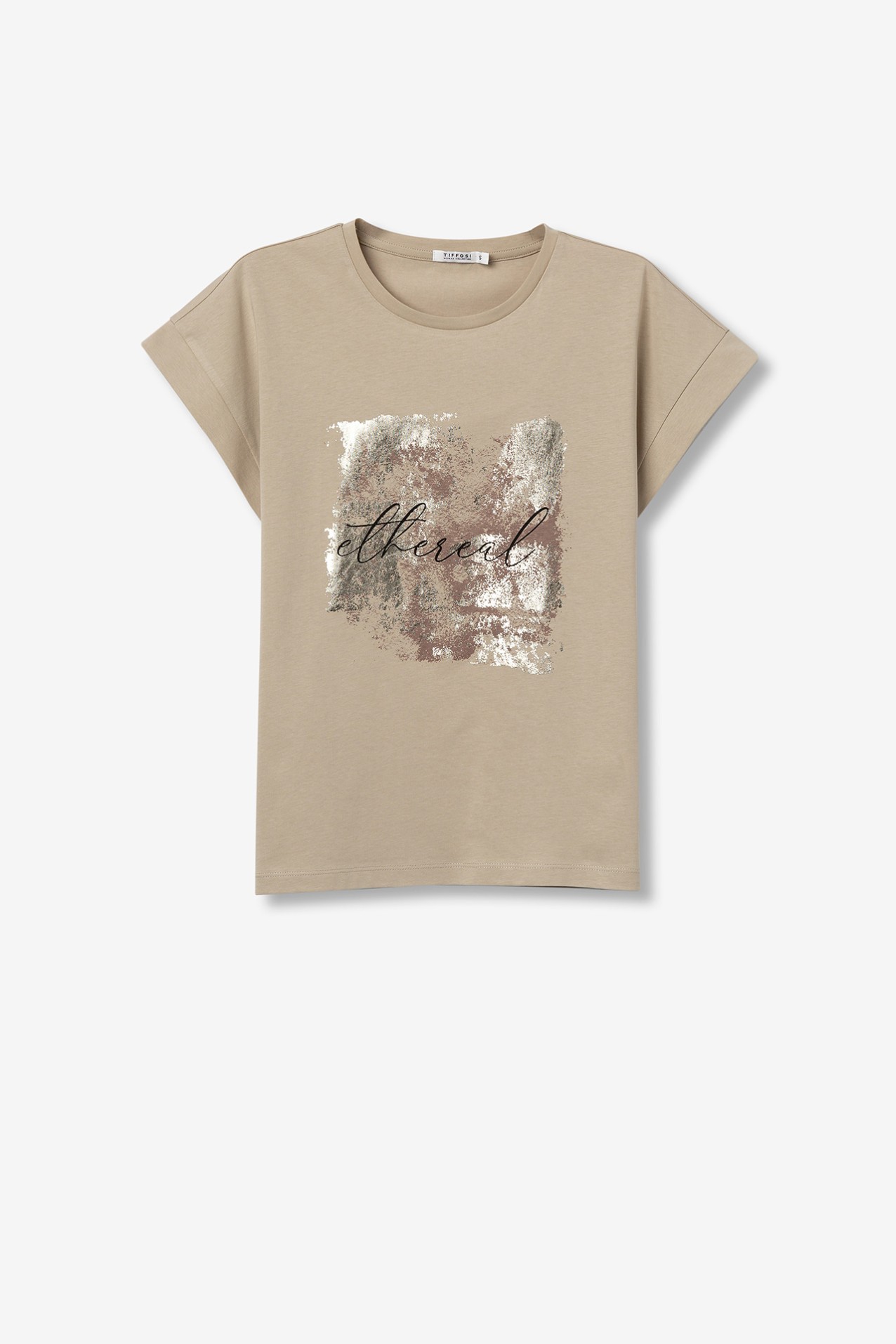 Ropa Estilo Rockero Camiseta Rock Rebel Mujer - Gris Lavado Con Estampado Rockero EMP Camiseta Gris Rock