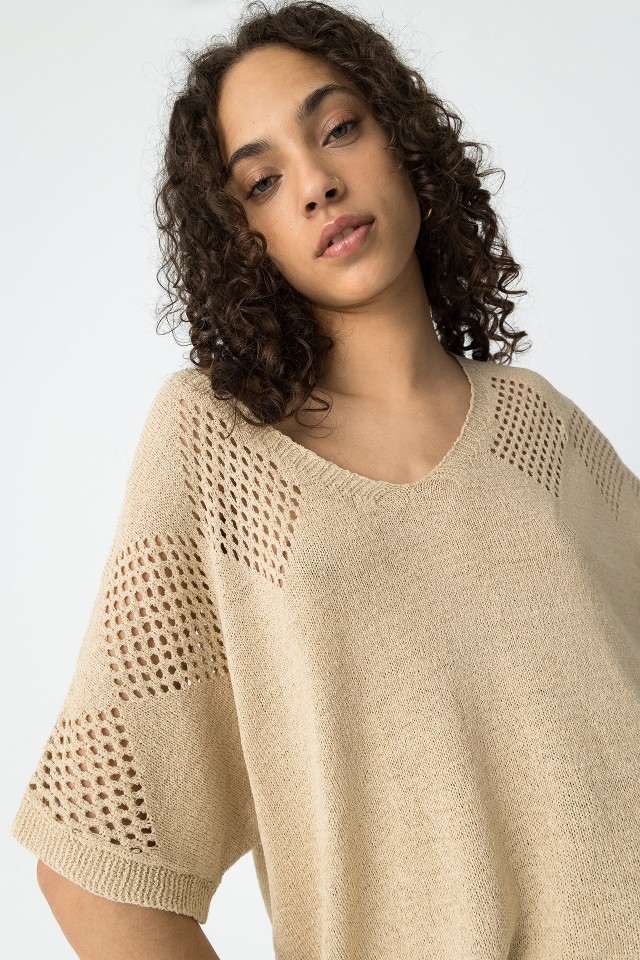Pre-perforated Knit Sweater