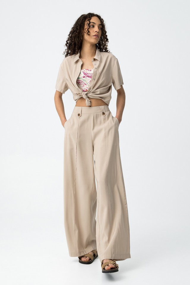 Wide Leg Pants with Buttons