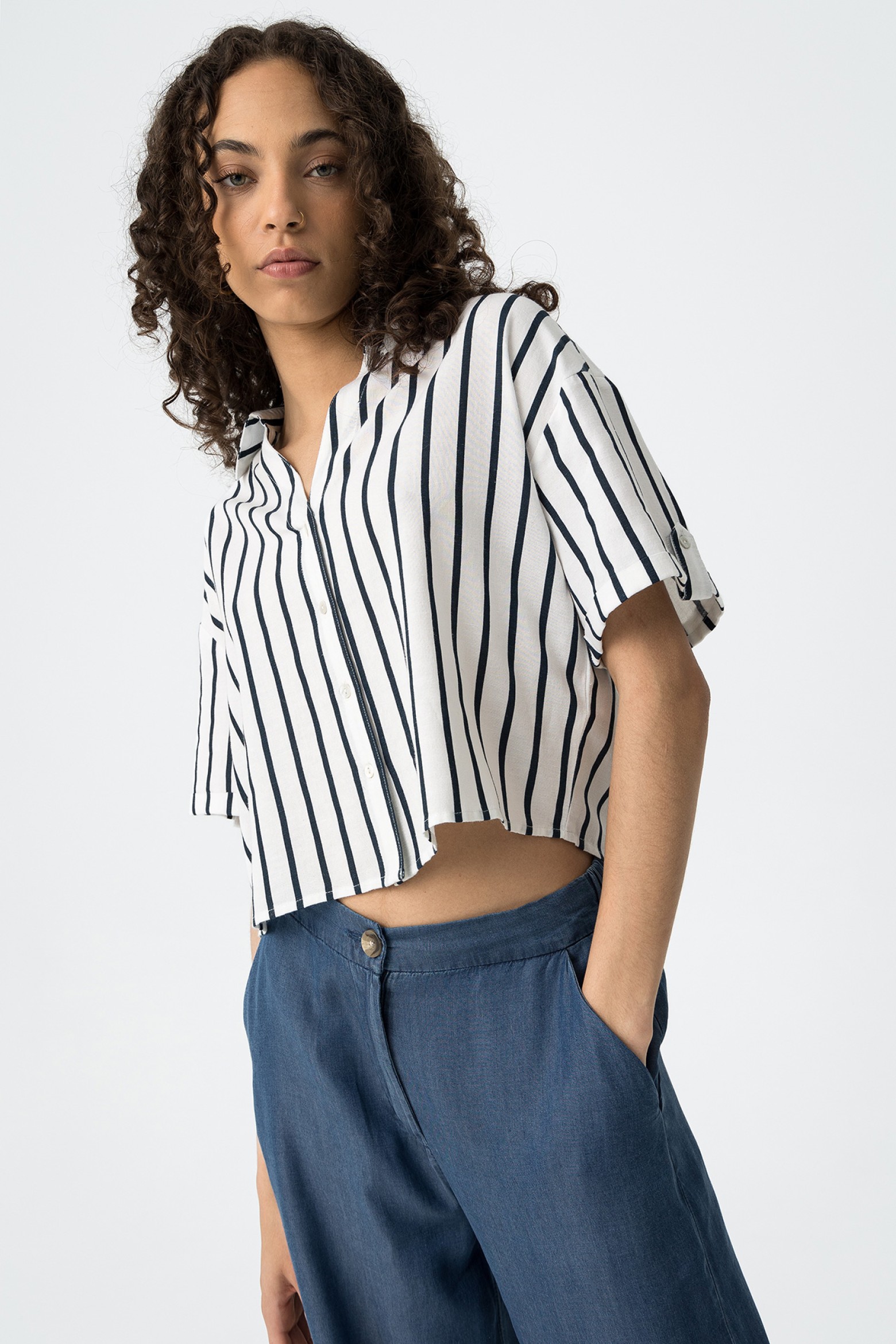 Camisa Manga Corta con Lino