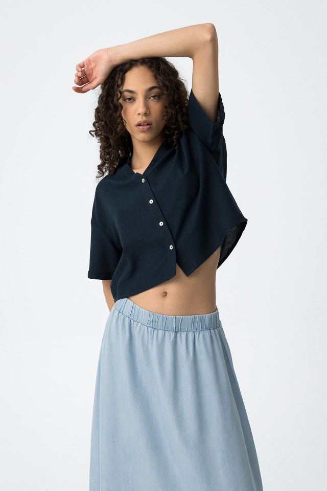 Short Sleeve Shirt with Linen