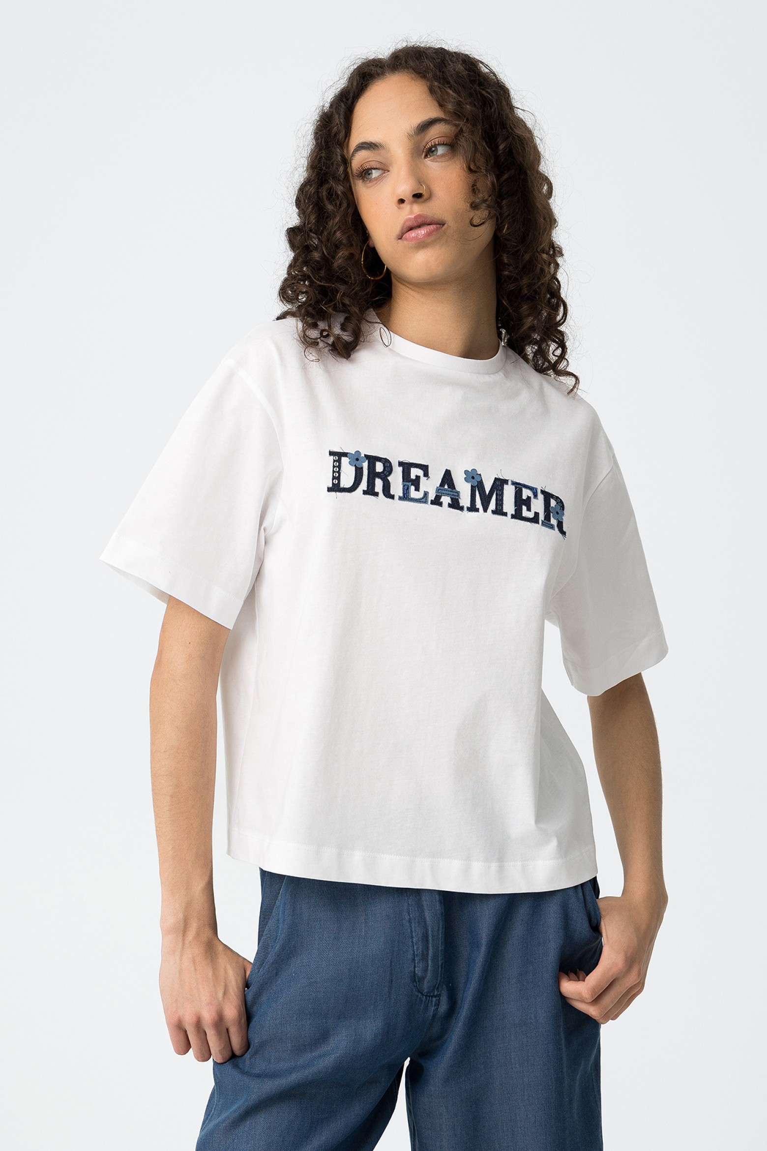 Relaxed Fit Printed T-shirt with Applications