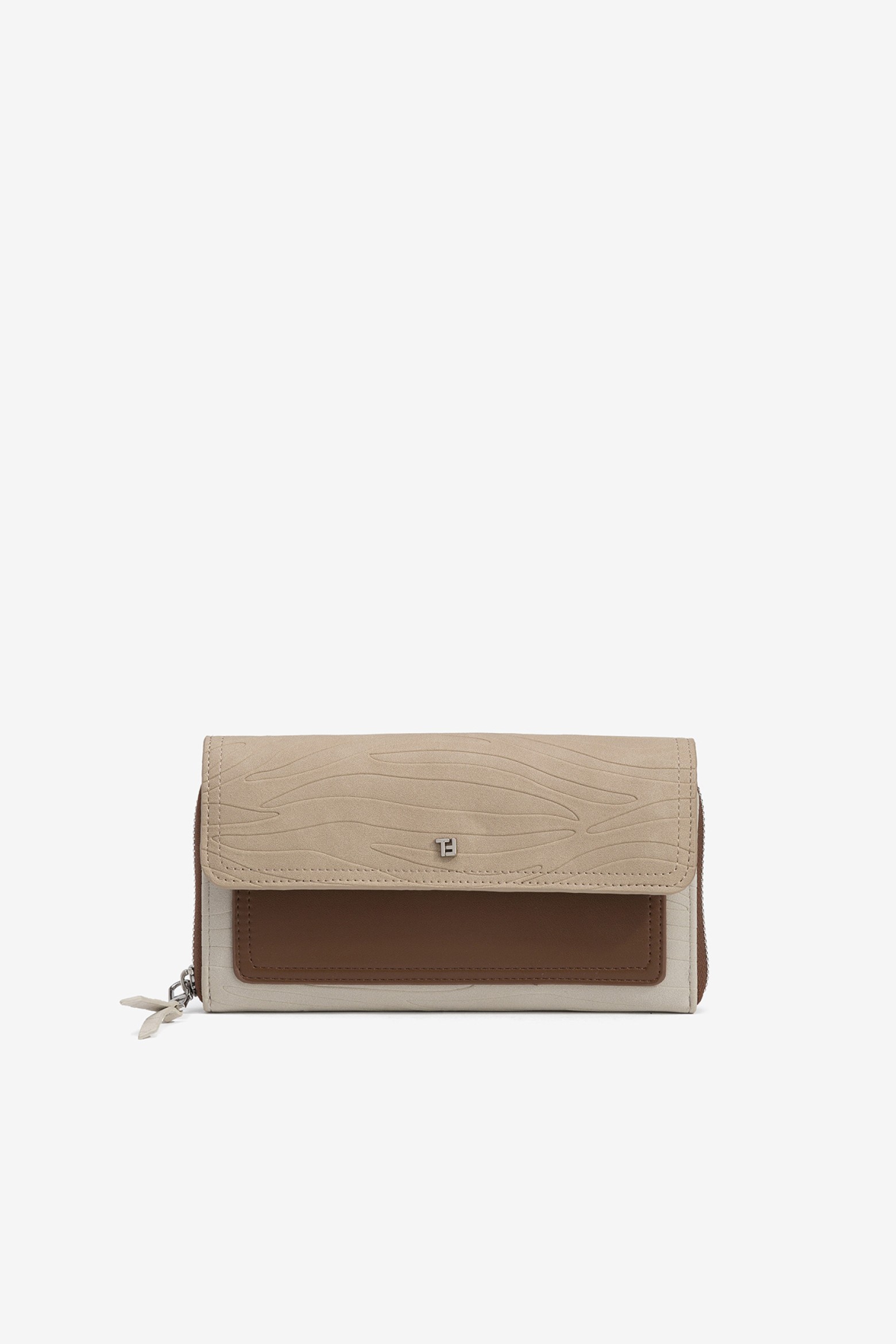 Large Multicolor Coin Purse with Suede Effect