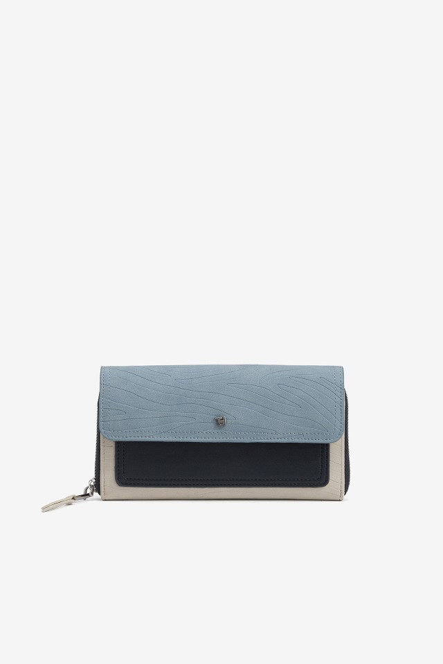 Large Multicolor Coin Purse with Suede Effect