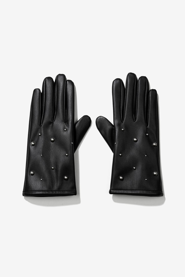 Studded Faux Leather Gloves