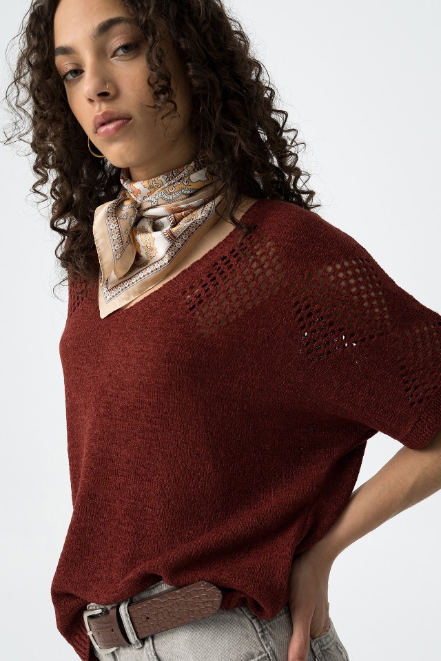 Pre-perforated Knit Sweater