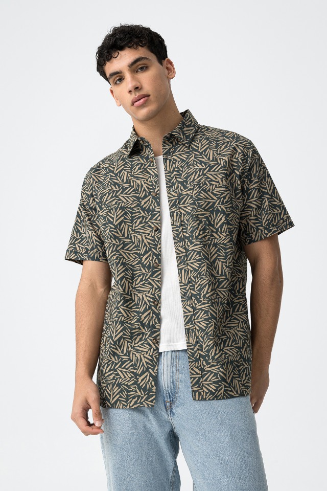 Printed Short Sleeve Cotton Shirt