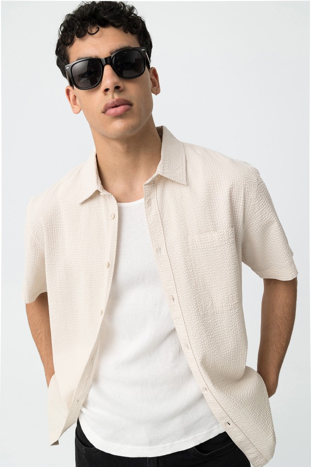 Short Sleeve Textured Shirt
