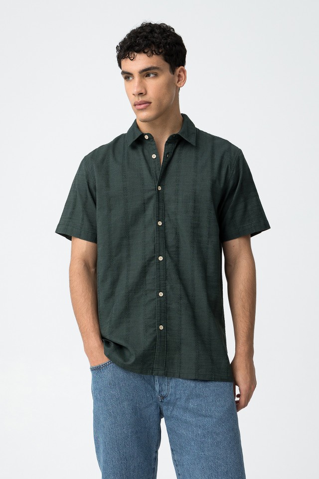 Regular Fit Shirt with Short Sleeve Texture