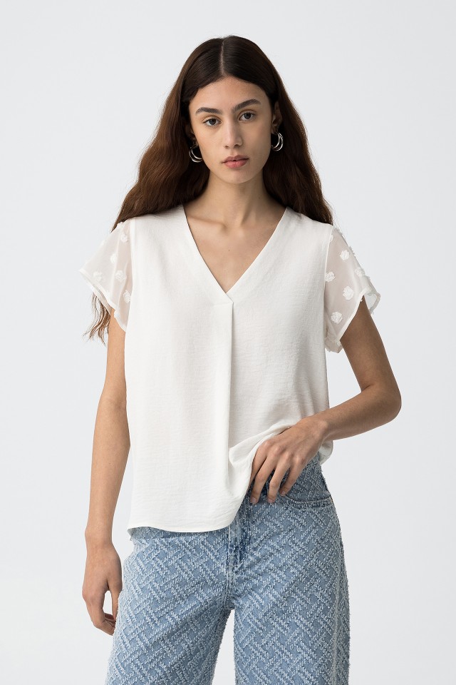 Blouse with Transparency Sleeves