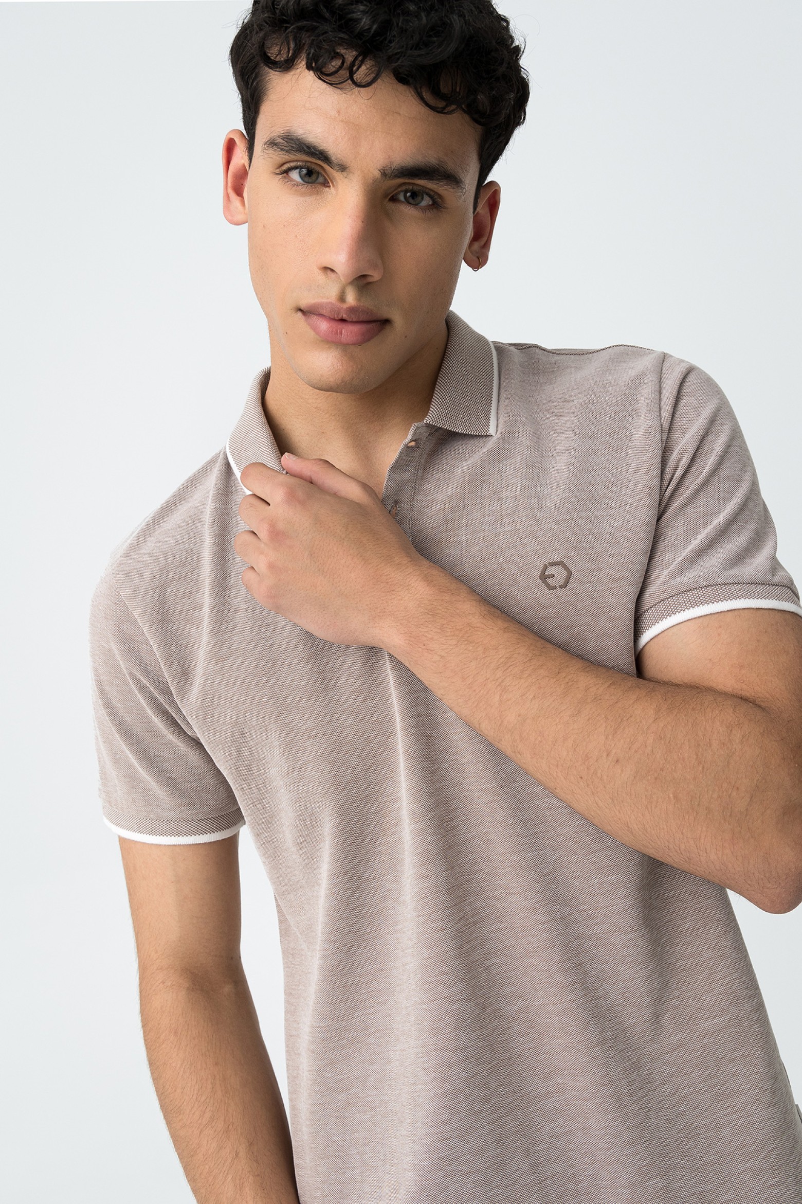 Piqu Polo with Embossed Print Detail