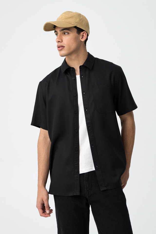 Black Relaxed Short Sleeve Shirt