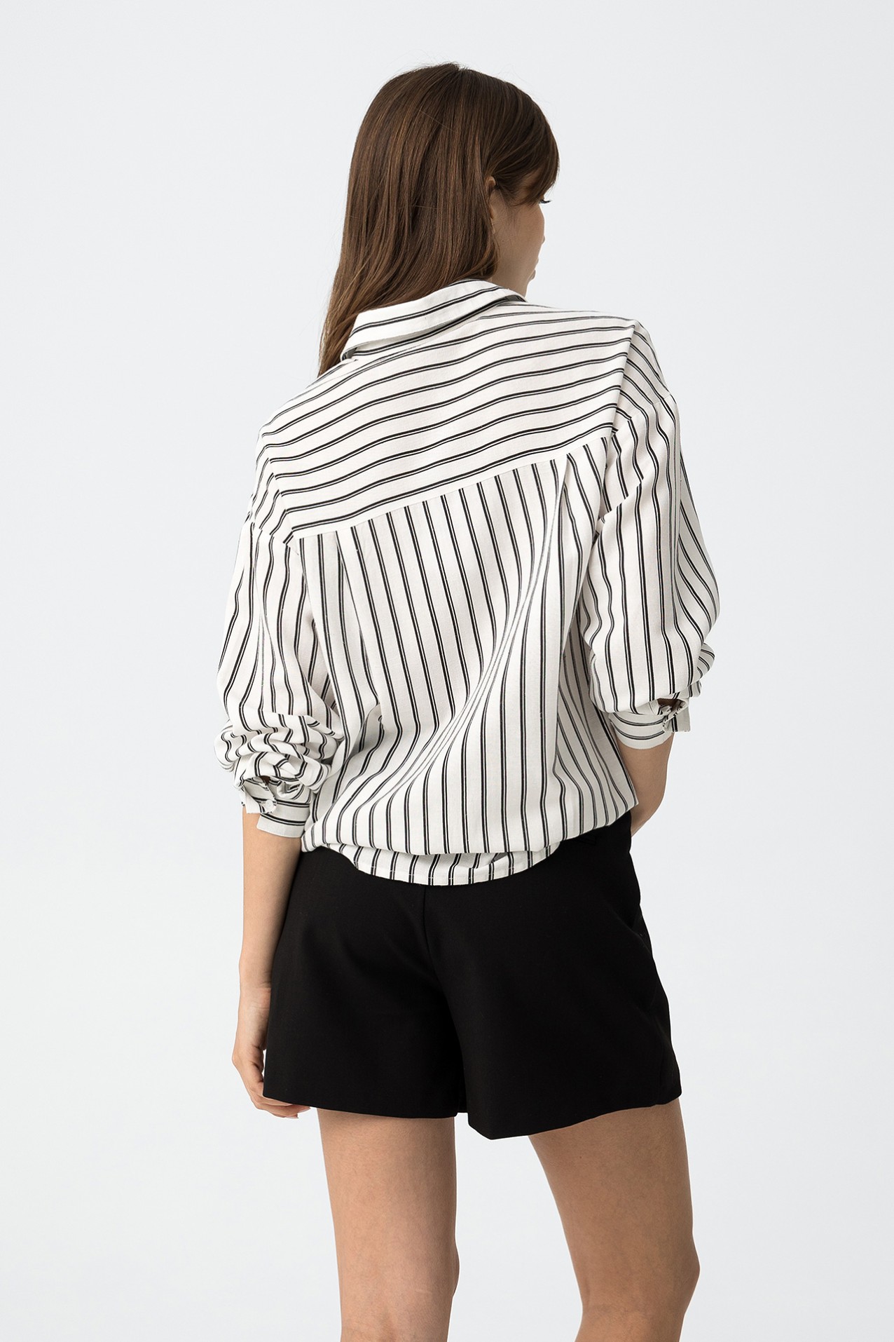 Camisa Relaxed Fit De Lino A Rayas