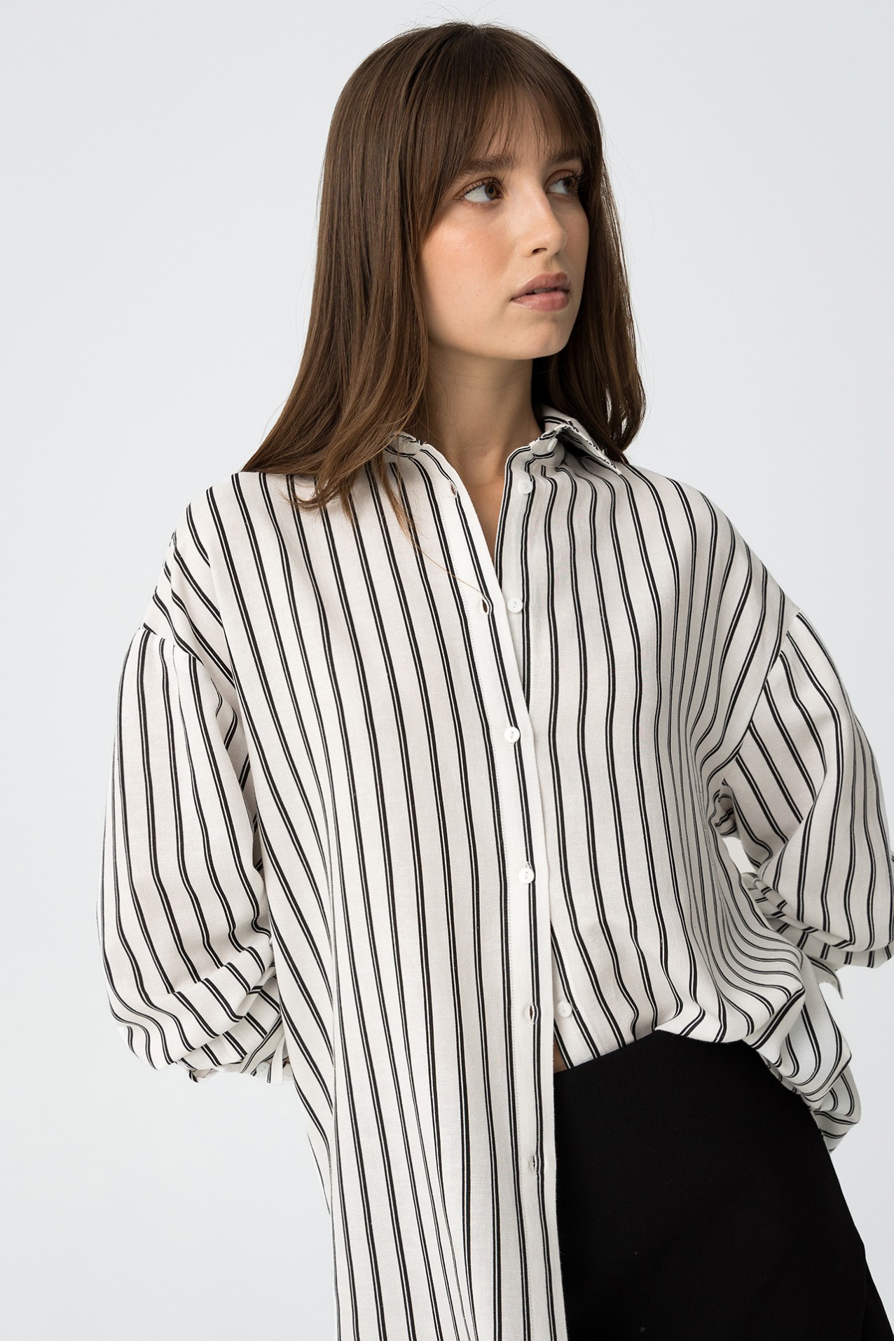 Camisa Relaxed Fit De Lino A Rayas