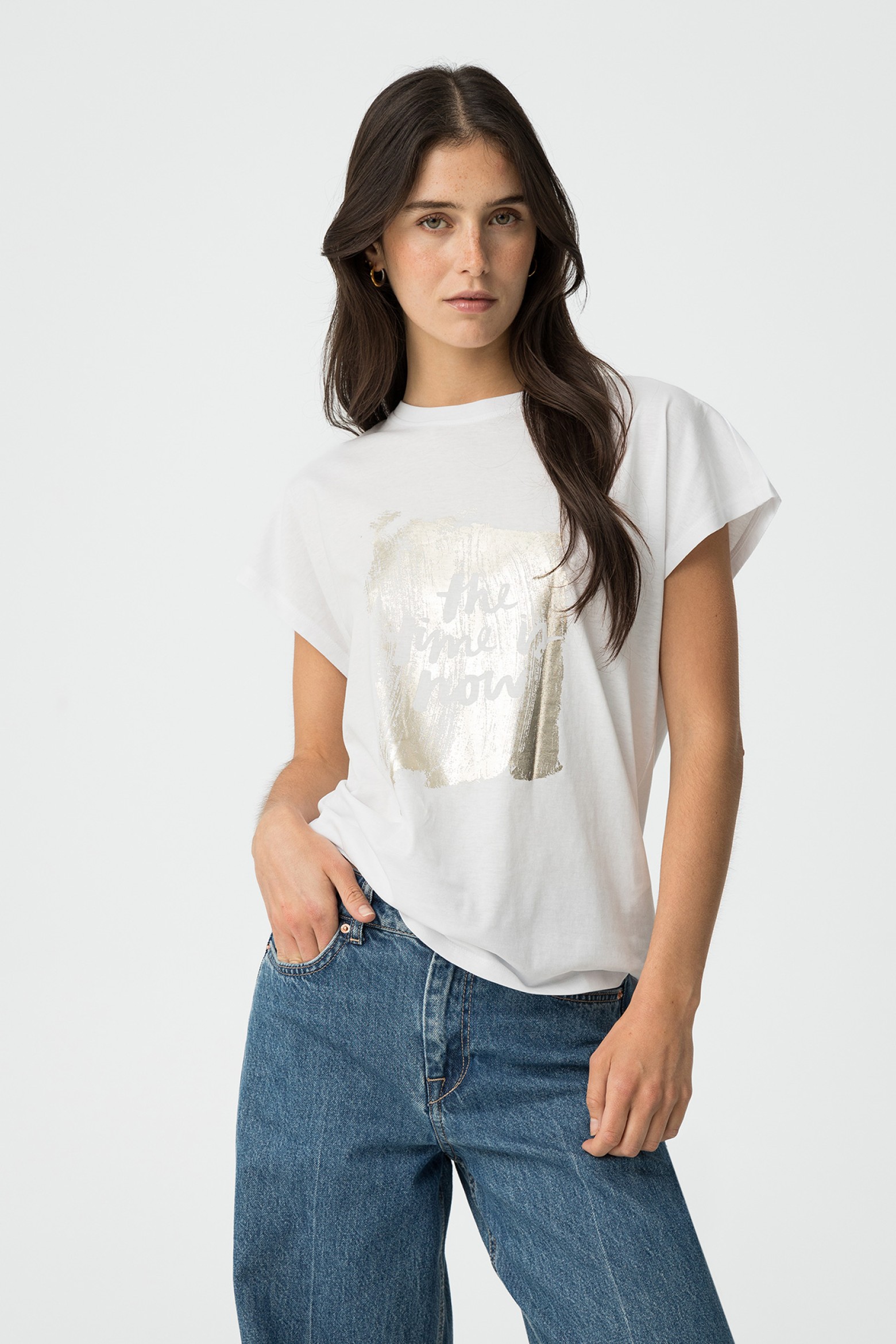 T-shirt com Estampado Metalizado