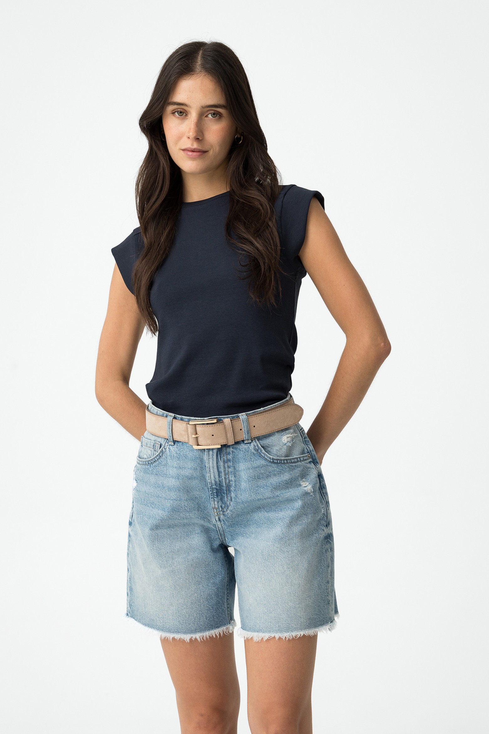 Structured Ribbed Knit T-shirt