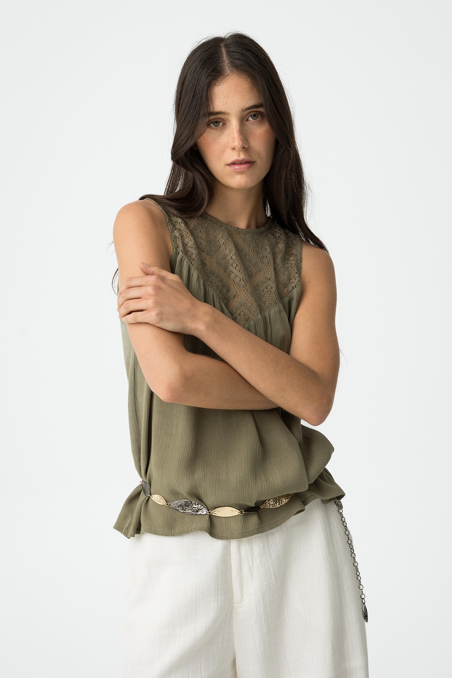 Fluid Blouse with Lace