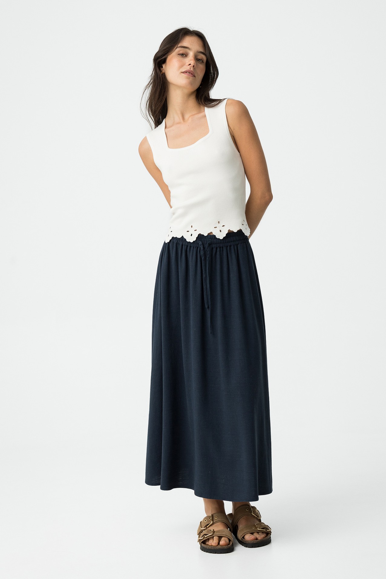 2912344 Blue Midi Skirt