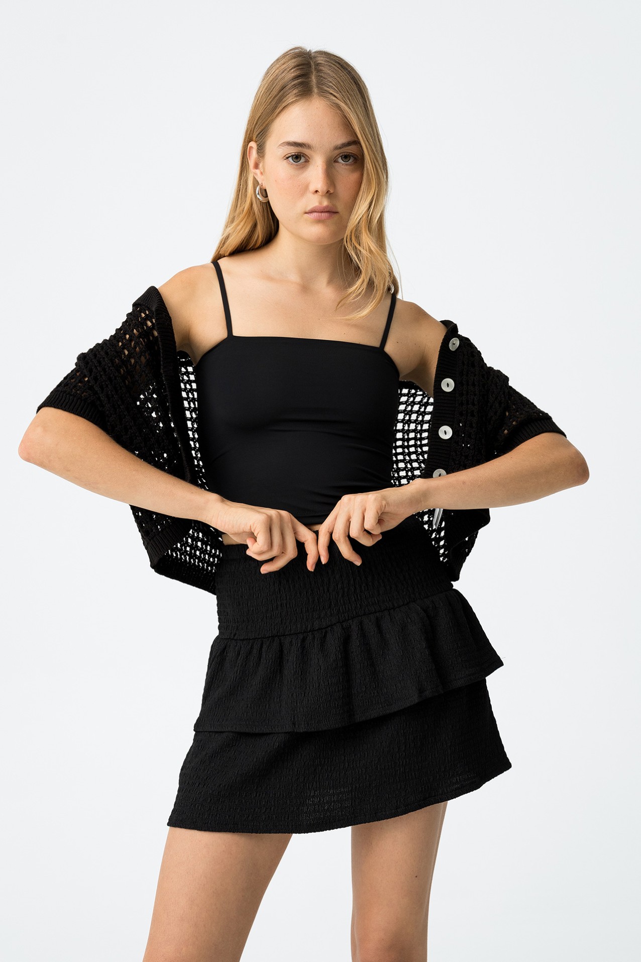 Camiseta Negra Tricotada