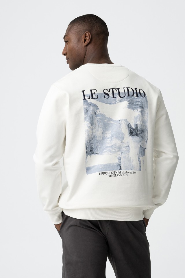 Printed Sweatshirt with Embroidery
