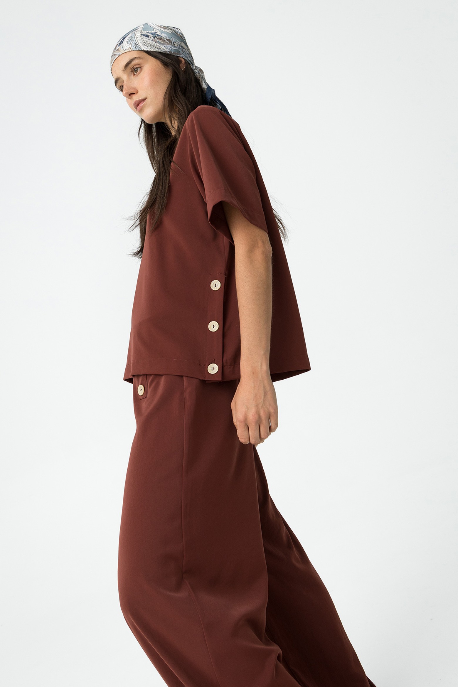 Fluid Blouse with Button Application
