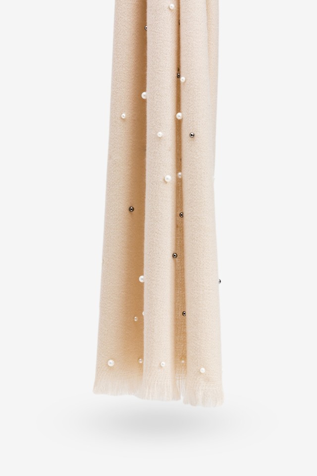 Beige Scarf with Embellishments