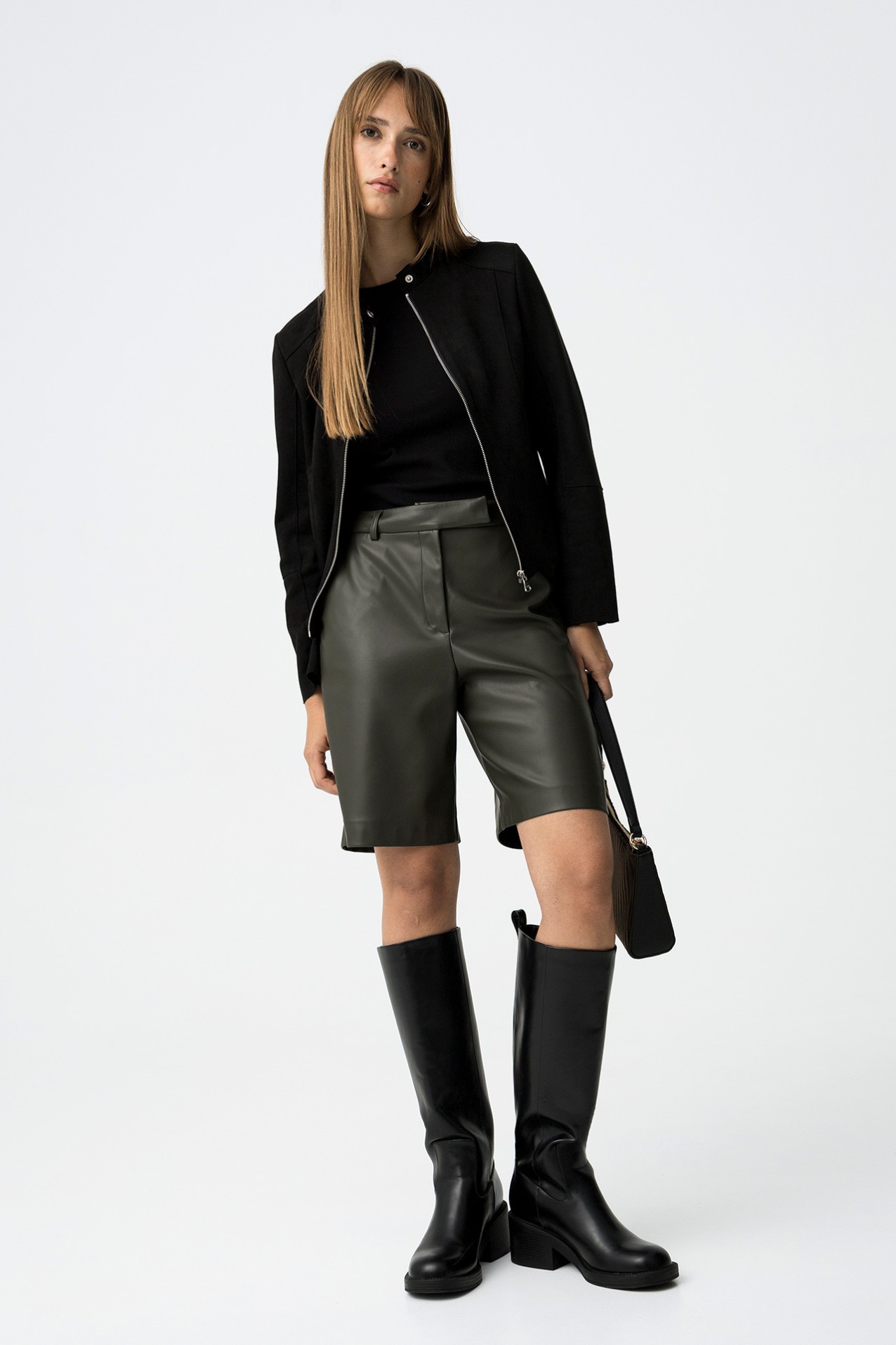 Faux Leather Bermuda Shorts