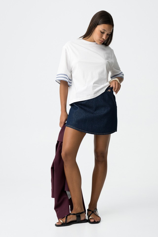 Denim skirt-shorts with buttons