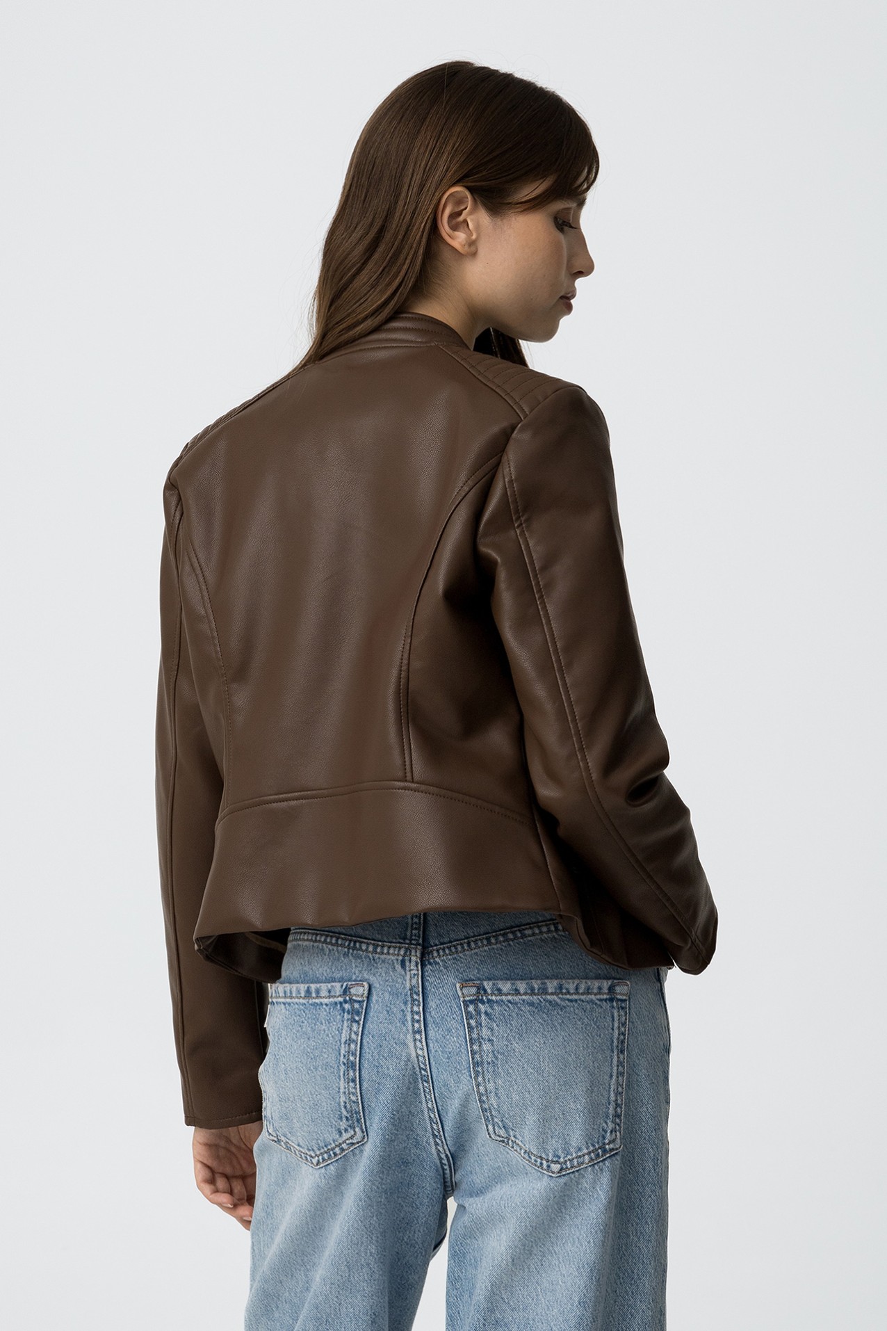 Brown Faux Leather Jacket