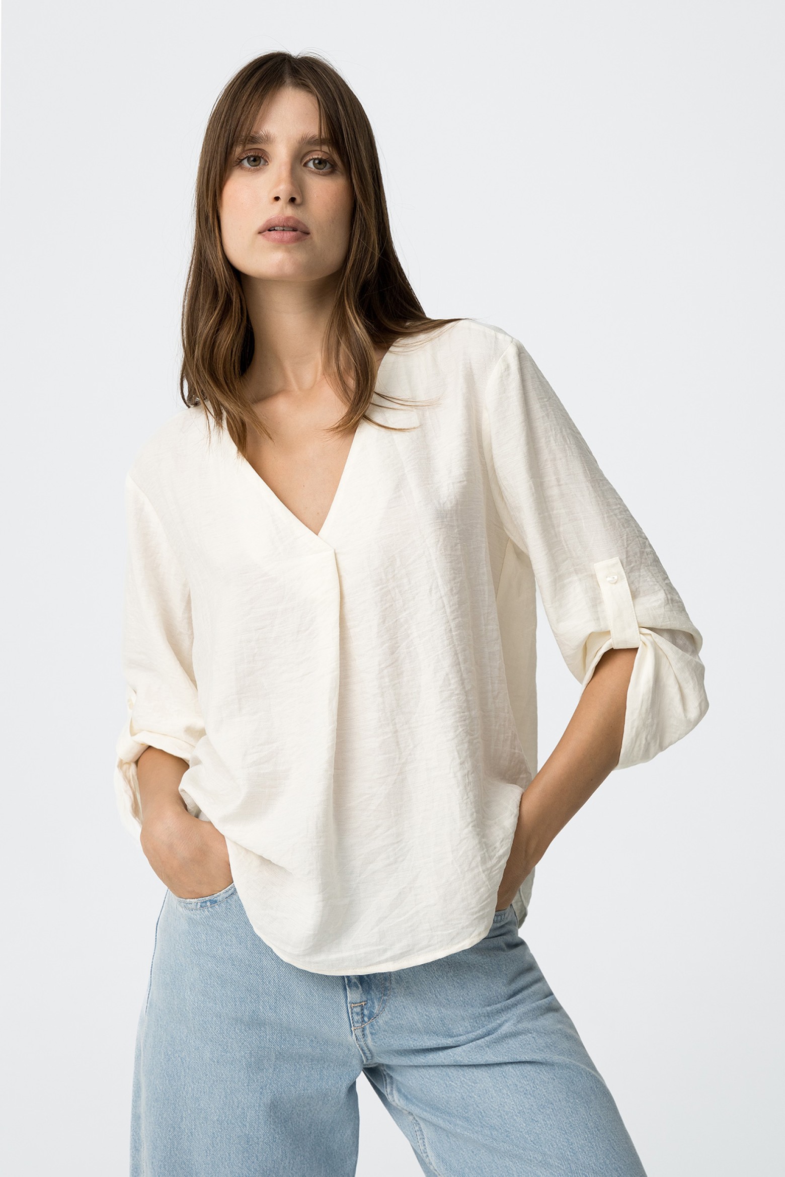 Blusa fluida de lino