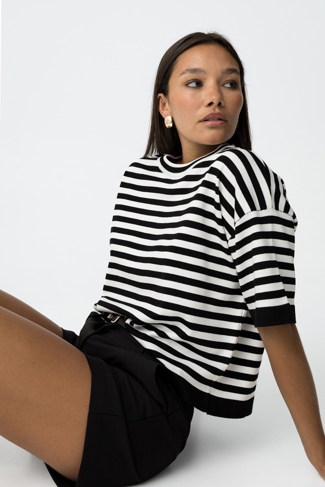 Camisola de Malha Relaxed Fit s Riscas