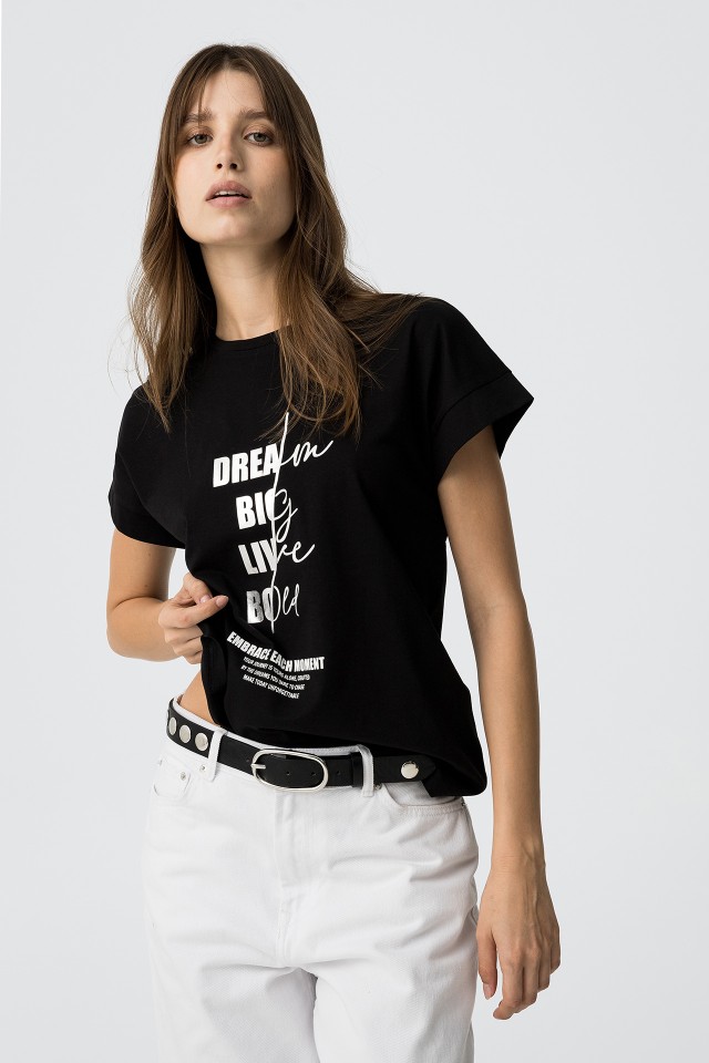 T-shirt with Metallic Front Print