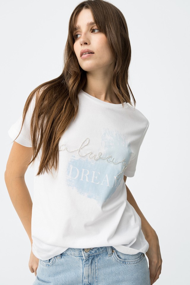 T-shirt with Front Print and Applications
