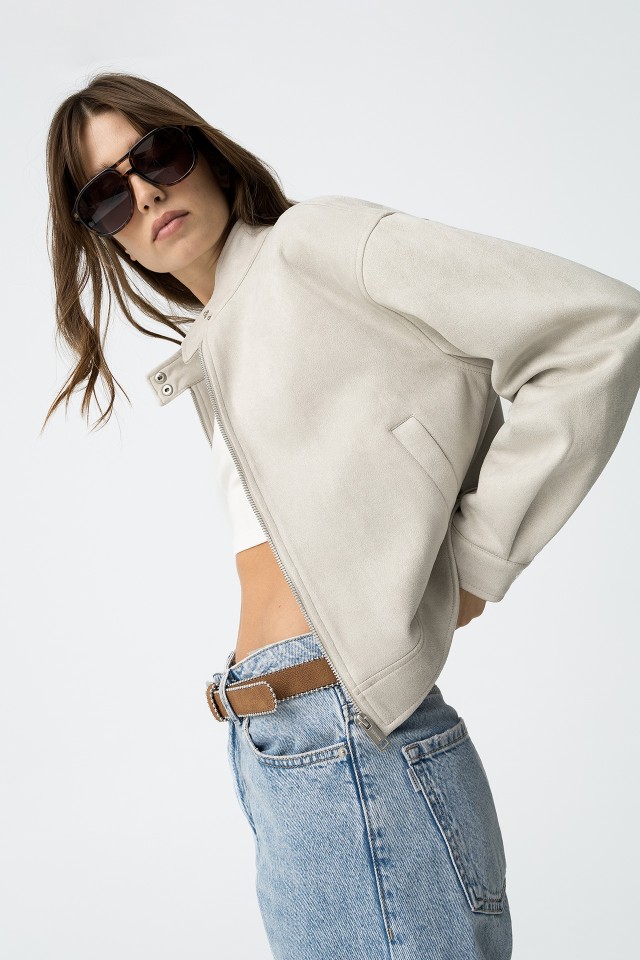 Chaqueta Efecto Gamuza