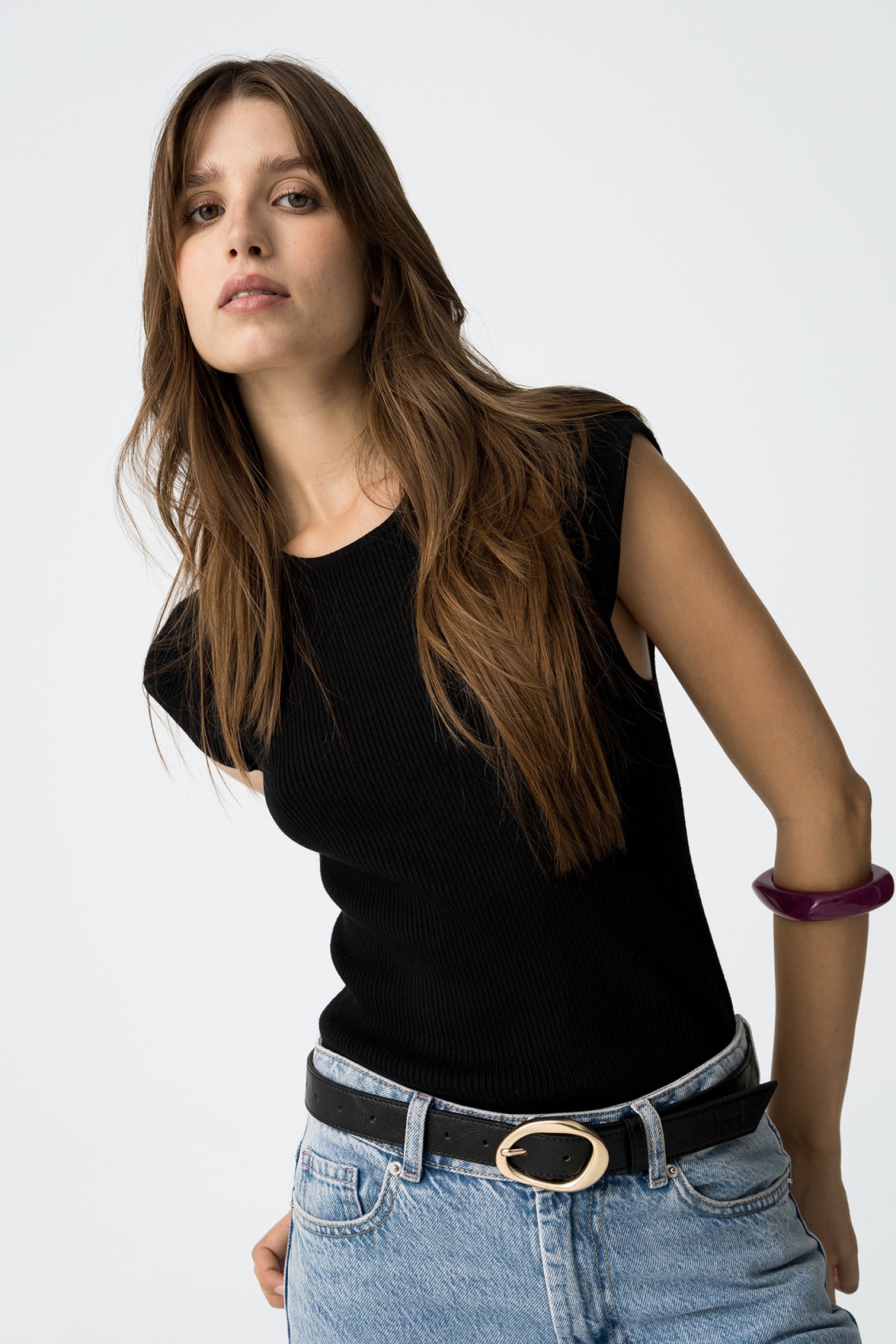 Ribbed Knit T-shirt