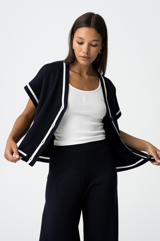Contrast Knitted Coat
