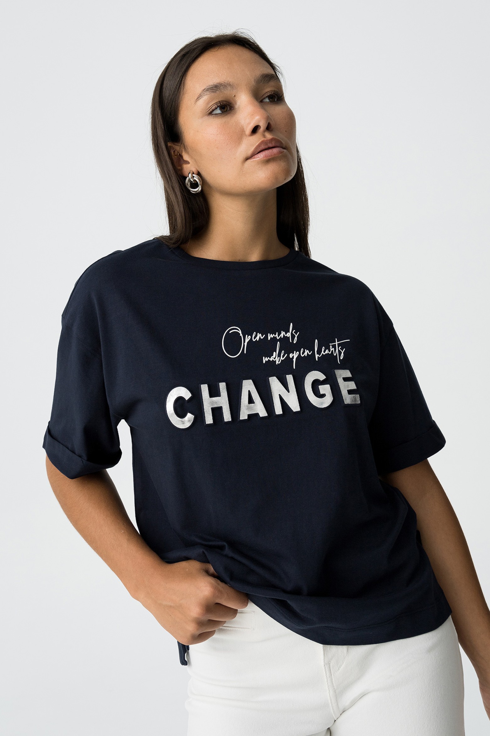 T-shirt com Estampado Frontal com Volume