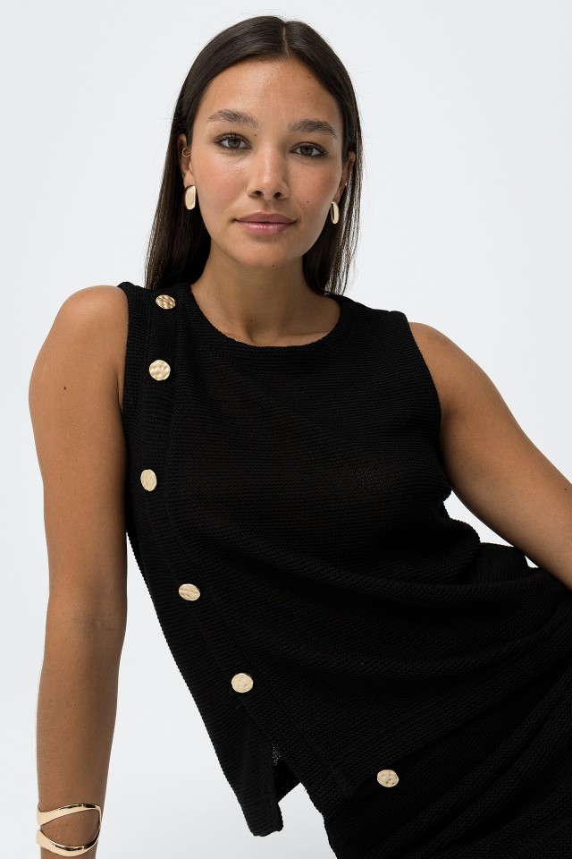 Knit Top with Decorative Buttons